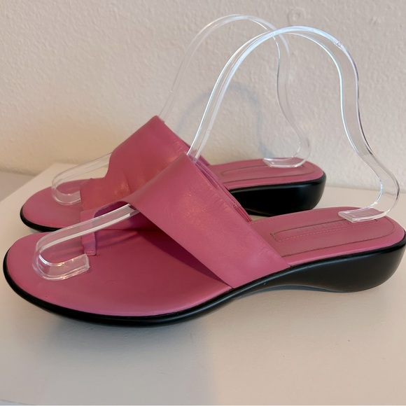 Vintage Westies pink genuine leather slip on sandals size 7.5 spring summer Y2K - Picture 1 of 9